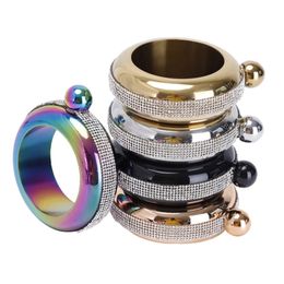 Creative 3.5oz Bracelet Bangle Hip Flask Handmade Stainless Steel Wine Bottle Liquor Flasks With Crystal Lid & Funnel For Women Men Party Hidden Whiskey Drink Bar BBQS