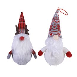 2021 New Christmas decoration ornaments luminous doll Rudolph faceless old man ornaments Xmas tree pendant Wholesale