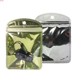 10x15cm(4x6in) Mobile Accessories pouches Clear & Shiny Foil with hang hole Flat Gift earphone wire package bagsgoods