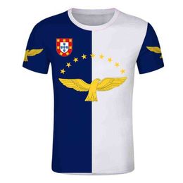 Azores T Shirt Custom Men's Portugal Coat of Arms Pigeon Tee Shirts Personalised Work Uniform Top X0602