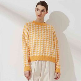 Wixra Korean Style Sweater Women Pullover Casual Geometric Long Sleeve Knit Female Lady Jumpers Autumn Winter 210914