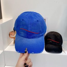 Fashion Designer Baseball Cap Washed Denim Hat Retro Hats Woman Winter Fitted Caps For Men White Red Stripe Mens Casquette