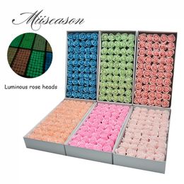 Luminous 50pcs Cheap Soap Rose Heads beauty Wedding Valentine's Day Gift flower Bouquet Home Decoration gift box Hand Flower Art