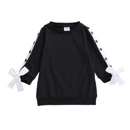 2-7Y Toddler Baby Kids Girls Hollow Sleeve Sweatshirt Dress Long Sleeve Autumn Winter Pullover Straight Mini Dress Tops Outfits Q0716