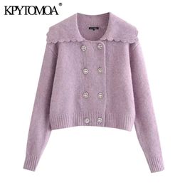 Women Fashion Rhinestone Buttoned Knitted Cardigan Sweater Long Sleeve Female Outerwear Chic Tops 210420