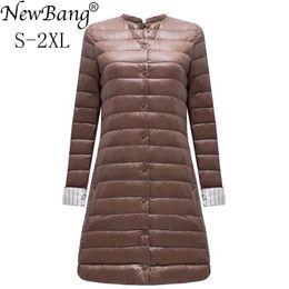 Bang Ultra Light Down Jacket Women Portable Female Jacket Winter Long Feather Slim Parkas Stand Collar Womens Down Jackets 210819