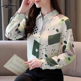 Blusas Mujer De Moda Spring Clothes Long Sleeve Chiffon Women Top and Blouse Print Elegant Ladies Shirts Female 8279 50 210508