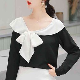 Long Sleeve Black Blouse Women Shirts Tops Blusas Mujer De Moda Bouse Women Chiffon Blouse Shirt Women Blouses Blusa D372 210426