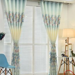 The Linen Printed Curtain Rich Peony Shading Curtains Fabric For Living Room Bedroom Study Blackout Custom & Drapes