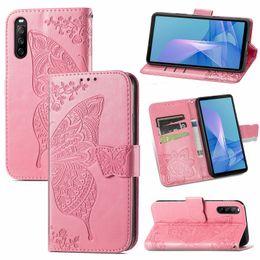 Butterfly Embossing Imprint Wallet Cases With Card Slot For Sony Xperia XZ4 Compact 8 Lite 1 5 10 II III L4