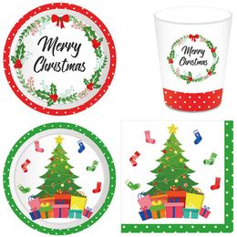 Disposable Dinnerware Lovely Christmas Party Supplies Paper Plates Napkins Xmas Tablecloth For Merry Decorations Year