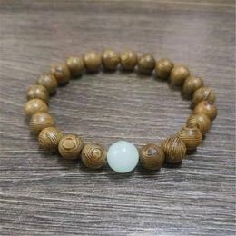 Blue Luminous Glow In Dark Adjustable Stone Bracelet Men's Natural Sandalwood Buddha Rosary Manual Women Jewelry Beaded, Strands