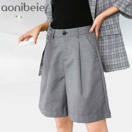 Suits Shorts Female Harajuku High Waist Short Pants Straight Vintage Women Bottom Loose Casual Black Plus Size 210604