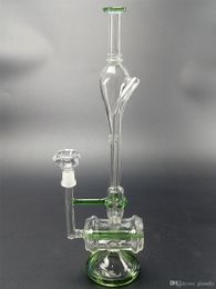Wholesale 13.5 Inch Green Giraffe Glass Bong Hookahs Smoking Pipe with Honeycomb Percolator Water Pipes oil rig