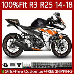 Injection Mould Fairings For YAMAHA YZFR3 YZF-R25 YZFR25 YZF R3 R25 14 15 16 17 18 Bodywork 102No.87 YZF-R3 Silver orange 2014 2015 2016 2017 2018 YZF R 3 25 14-18 OEM Body Kit