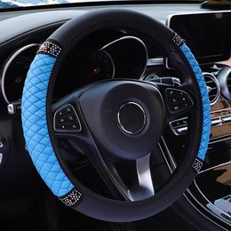 Steering Wheel Covers Bling Leather Car Cover Universal Auto 37-38cm Crystal Diamond-encrusted PU Steering-Wheel Cases