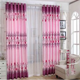 1pcs Pastoral Style Perforated Printed Curtain Thin Bedroom Living Room Balcony Floor-to-ceiling Window Shade Cloth Top F8264 210420