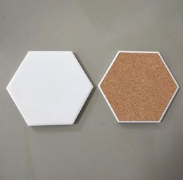 sublimation blank Bright light hexagon ceramics coaster Mats 10.8*9.5cm consumables SN5554