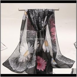 Wraps Hats, & Gloves Fashion Aessoriesbufanda De Mujer Para El Cuello Flower Print Long Soft Wrap Simulation Silk Shawl Scarves Luxury Women
