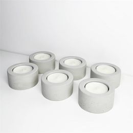 Concrete Candle Holder Mold Round Design Tea Cup Wax Cement Candlestick Silicone Mold Terrazzo Candle Tray Mould 210722