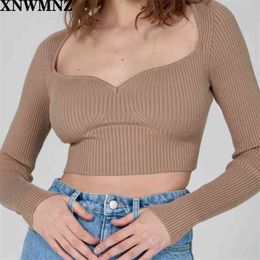 top Slim Winter sweater Autumn Sexy Peach Collar Slim-Fit All-match Short Long-Sleeved Knitted Sweater Pullovers women 210520