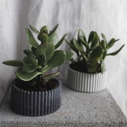Stripes Candle Vessel Molds Mini Flower Pot Concrete Cup Small Container Round Holder 210722
