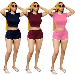 Summer Brand Womens Tracksuits shorts outfits two piece set women clothes casual short sleeve sportswear sport suit selling klw6458