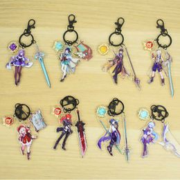 Genshin Impact Keychain zhongli Venti Diluc God's Eye Key Chain for Women Accessories Cute Bag Pendant Key Ring Girl Boy Collect G1019