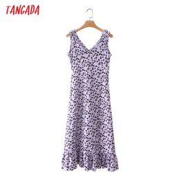 Tangada Fashion Women Purple Leopard Print Ruffles Tank Dress Sleeveless Backless Side Zipper Female Midi Dress 3Y13 210609