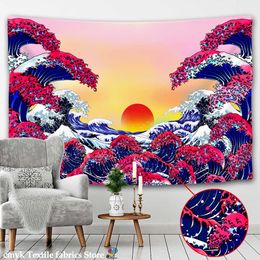 Japan Tapestry Wall Hanging Great Wave Kanagawa Wall Tapestry with Art Nature Home Decorations for Living Bedroom Dorm Decor 210609