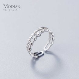 AAA Zircon Double Layer Stackable Flower Rhombus Ring for Women 925 Sterling Silver Free Size Fine Jewelry 210707