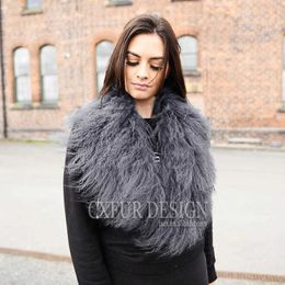 Cx-a-52m Real Fur Scarf Detachable Mongolian Lamb Fur Collar Scarf for Women Garments H0923
