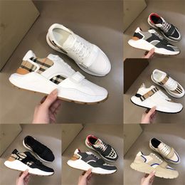 2022 Designer Striped Sneakers Men Vintage Casual Shoes Fashion Leather Trainers Lace-up Platform Sneaker Shell Shape Shoe With Box