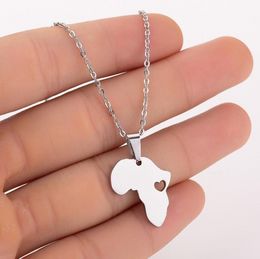 Love Africa Map Pendant Necklace Hollow Heart Necklace with Silver Gold Chain for Women Men Fashion Jewelry Will and Sandy