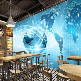 Wallpapers Information Technology Earth Blue Digital Sci-fi Wallpaper Industrial Decor Bar Background Wall Papers Murals Papel De Parede 3d