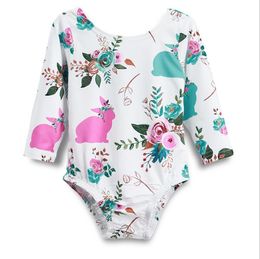 Easter Baby Clothes Cute Bunny Girl Rompers Infant Jumpsuit Flower Printed Playsuit Newborn Easter Costumes Baby Clothing BT5039