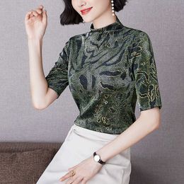 Summer Korean Fashion T-shirts for Women Vintage Tops Half Sleeves Plus Size XXXL Office Lady Shirts 210531