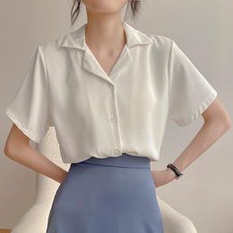 Women's Blouses & Shirts Blouse Shirt For Women 2021 Summer Fashion Short Sleeve Suit Collar Casual Office Lady White Tops Korean Style