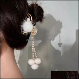 Jewellery Hair Clips & Barrettes Origin Summer Temperament Ball Simation Pearl Butterfly Clip Hairpin Tassel Charms Hairwear Cute Jewellery Fo