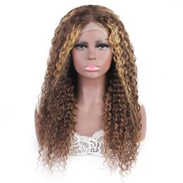 Ishow Highlight P4/27 Straight Kinky Curly Human Hair Wigs 28 32 34 40inch Pre-Plucked 4x4 Closure Lace Front Wig Coloured Ombre Body Loose Deep Wave