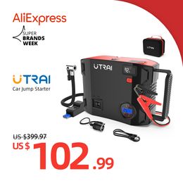 UTRAI 150PSI Pump Bicycle Car 2000A Jump Starter 24000mAh Power Bank Wireless Tyre Inflator LED Air Compressor