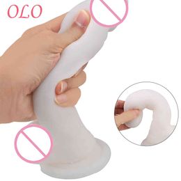 OLO Super Soft Dildo Erotic Realistic Dildo Simulation Fake Penis Sex Toys for Woman Female Masturbation Y0408