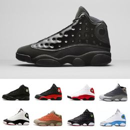 XIII 13s 13 Men Basketball Shoes Sports Sneaker 41-47 Black Cat Cap and Gown Phantom Infrared Island Green Pure Money Chicago bred Navy Grey Toe