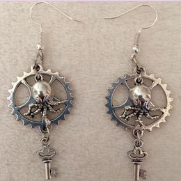steampunk gear charms Canada - Gothic Punk Boho Octopus Charm Earring Vintage Steampunk Gear Dangle Earring For Women Gift Bijoux Accessories