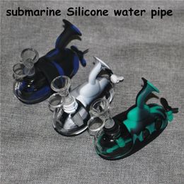 Submarine Silicone Water Pipes Bongs hookah With 2 types Glass Bowls Portable Dab Oil Rigs Smoking Accessories Bong