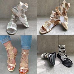 Frau Hausschuhe Strass Slides Sandalen Damen Damen Schmetterling Schuhe Wohnungen weiblich Sexy Mode Kristall offene Spitze Knöchel Reißverschluss Größe 35-43 NO23