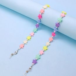 2021 Candy Colour Acrylic Crystal Glasses Chain Neck Strap Star Beads Chains Eyeglasses Necklace Metal Sunglasses Cord Gifts