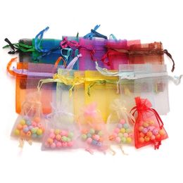 100Pcs/lot Jewellery Drawstring Organza Bag Reuseable Pouches Wedding Favour Gift Bags for Christmas Baby Shower Package