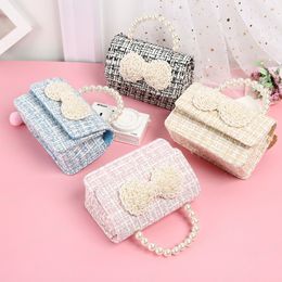 2021 Korean Kids Purses and Handbags Mini Crossbody Cute Girls Pearl Hand Bags Tote Little Girl Small Coin Pouch Party Purse Gift