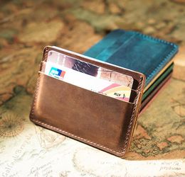 Card Holders Men Retro Cowhide Leather Hand Manual Short Min Wallet Mix Color